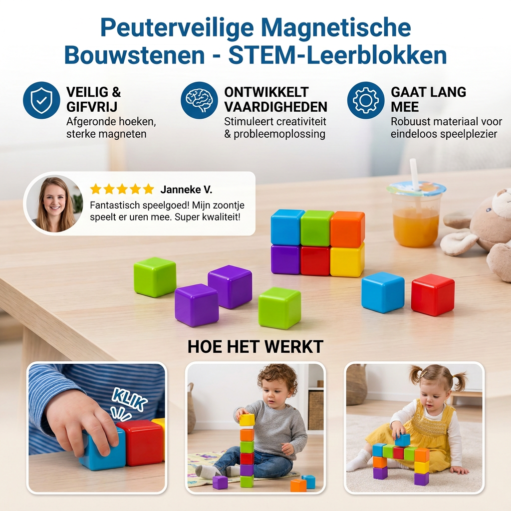 Peuterveilige Magnetische Bouwstenen van 4,2 cm – STEM-Leerblokken