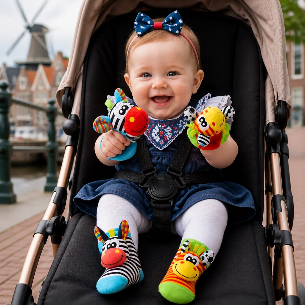 Sensorische Baby Plüschsokken en Armband