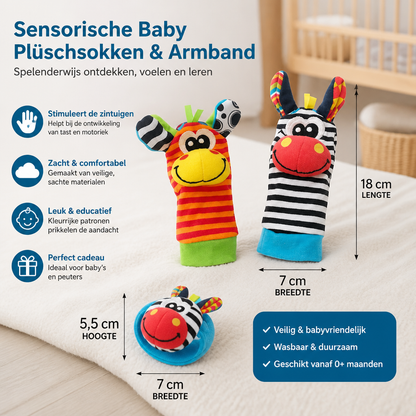 Sensorische Baby Plüschsokken en Armband