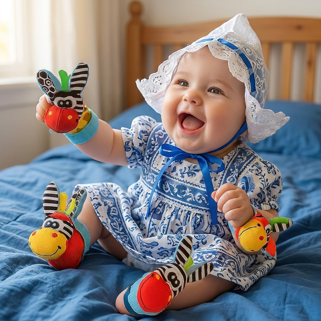 Sensorische Baby Plüschsokken en Armband