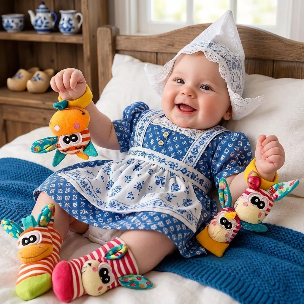 Sensorische Baby Plüschsokken en Armband