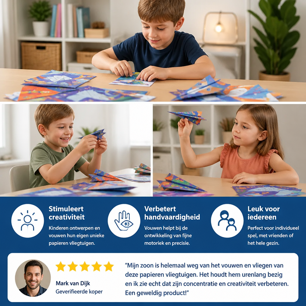 Origami-papieren-vliegtuigenset met instructies