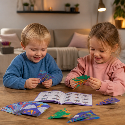 Origami-papieren-vliegtuigenset met instructies