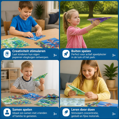 Papieren-vliegtuigenset met instructies
