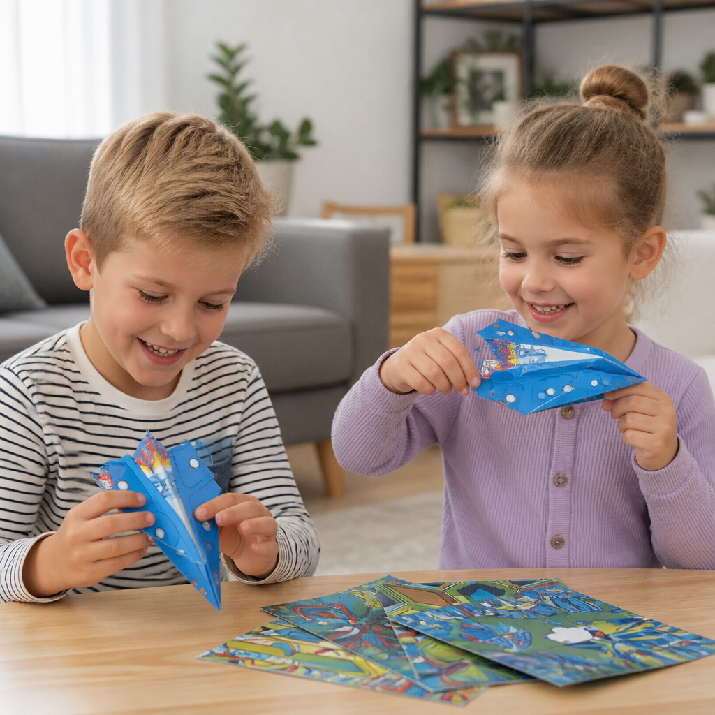 Papieren-vliegtuigenset met instructies