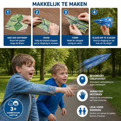 Papieren-vliegtuigenset met instructies