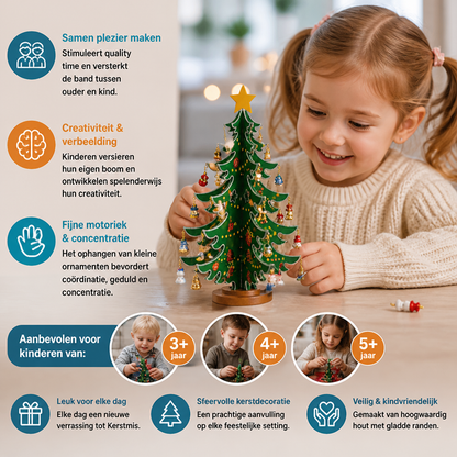 24-daagse adventskalender met mini-kerstboomversieringen voor kinderen