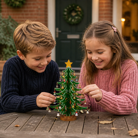 24-daagse adventskalender met mini-kerstboomversieringen voor kinderen