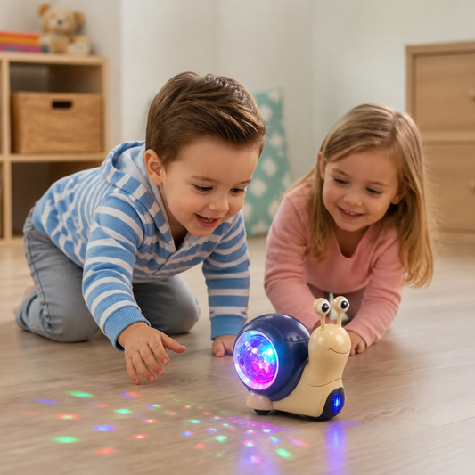 Lichtgevend en muziekspelend kruipspeelgoed in slakkenvorm
