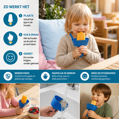 2-delige Set Druppelvrije IJshouders voor Kinderen – Knoeivrije IJsvanger met Rietje