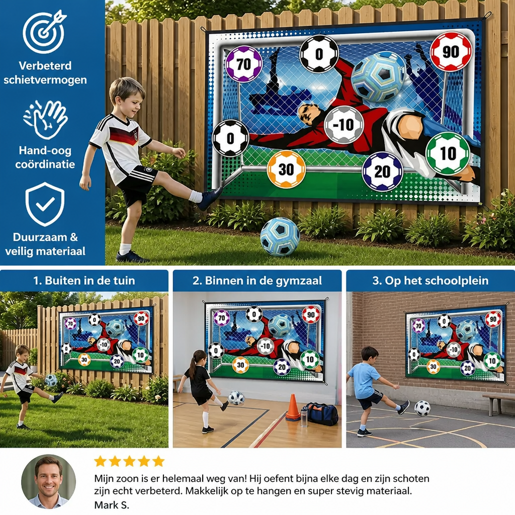 Kleefbare Voetbal Doelschietwand – Indoor & Outdoor Trainings- en Spelset