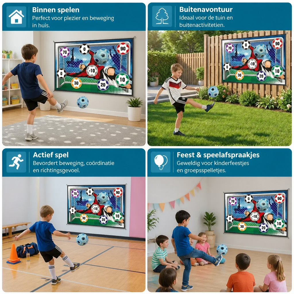 Kleefbare Voetbal Doelschietwand – Indoor & Outdoor Trainings- en Spelset