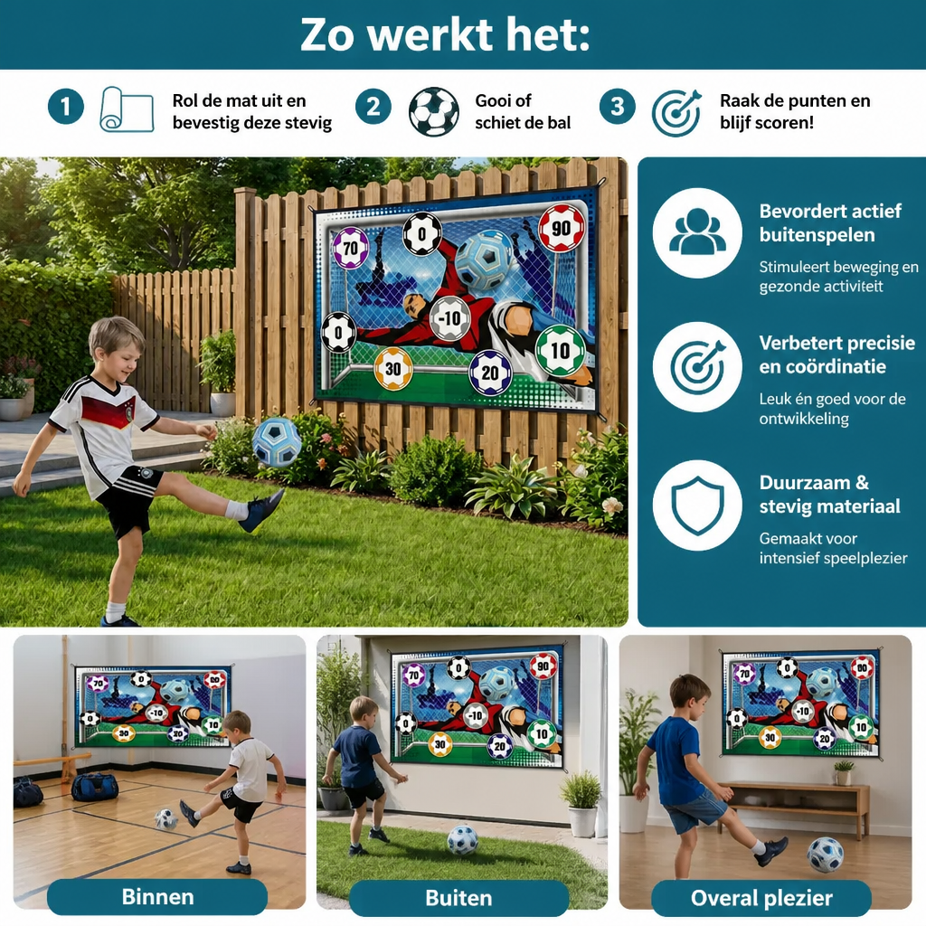 Kleefbare Voetbal Doelschietwand – Indoor & Outdoor Trainings- en Spelset