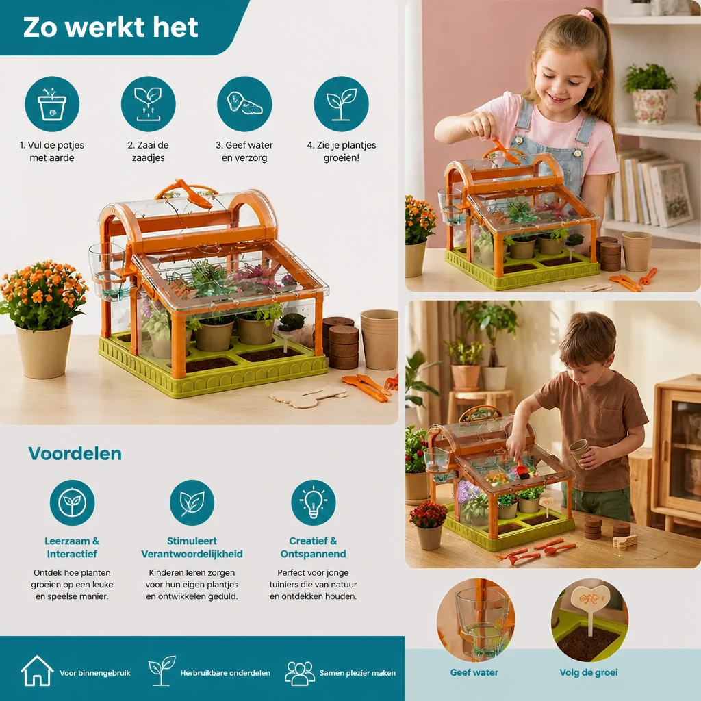 LED Acryl Kweekkas voor Kinderen – Indoor Plantenset voor Speels Leren & Planten Kweken