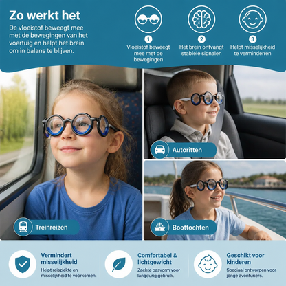 Kinderbril tegen Reisziekte – Ultralichte Hulp tegen Misselijkheid tijdens het Reizen