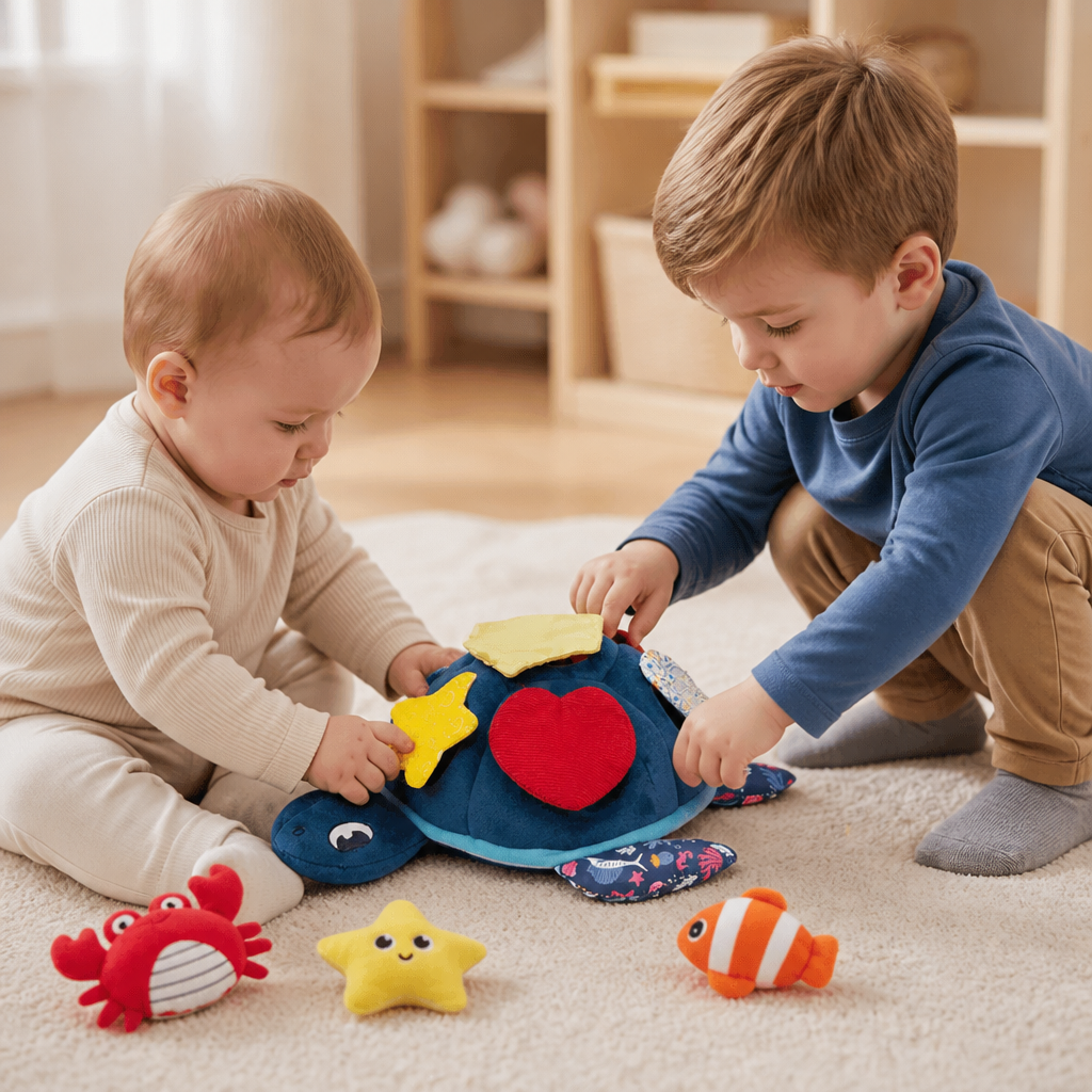 Montessori Schildpad Ontdekkingsspeelgoed – Zacht Sensorisch Stoffen Speelgoed voor Baby's