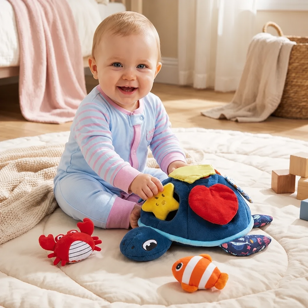 Montessori Schildpad Ontdekkingsspeelgoed – Zacht Sensorisch Stoffen Speelgoed voor Baby's