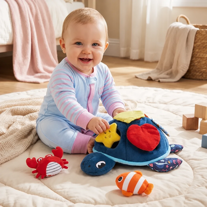 Montessori Schildpad Ontdekkingsspeelgoed – Zacht Sensorisch Stoffen Speelgoed voor Baby's