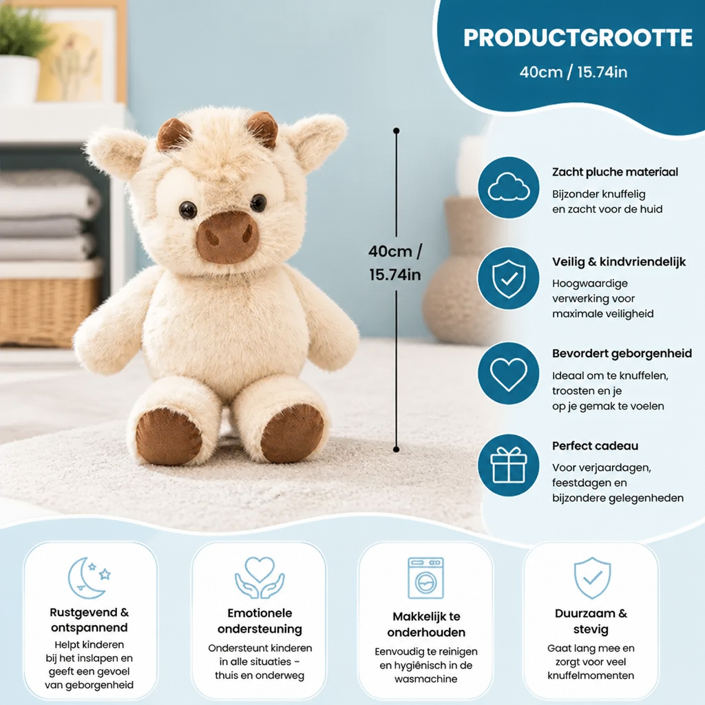 Lopend Kalfje – Zacht Cartoon Knuffeldier & Rustgevend Speelgoed voor Kinderen