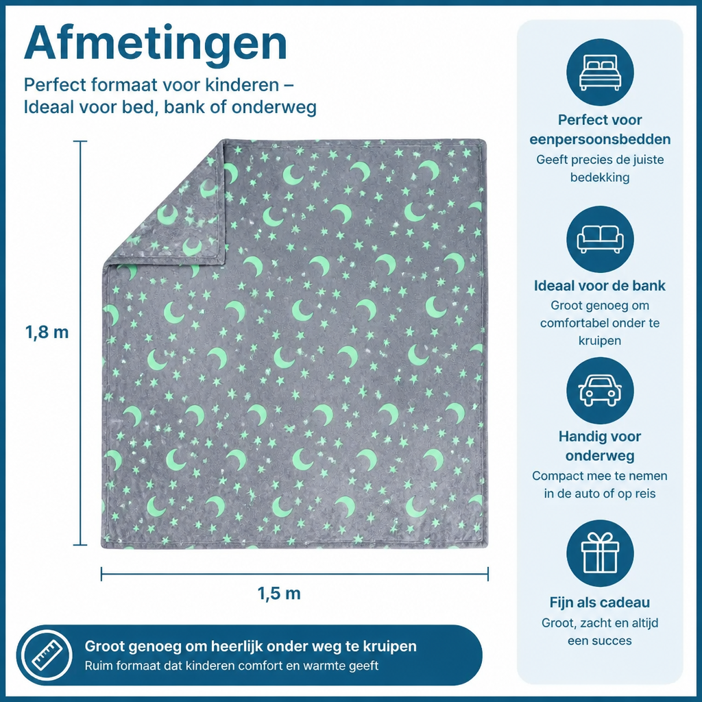 Glanzende Sterrendeken – Lichtgevende Knuffeldeken
