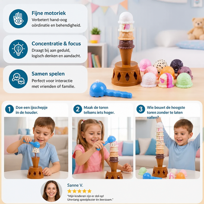 Creatief IJsschep- & Stapelspel – Leuk Balansspel voor Kinderen, Bevordert Behendigheid & Spelenderwijs Leren