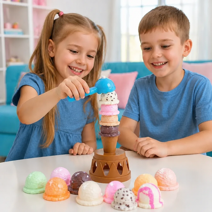 Creatief IJsschep- & Stapelspel – Leuk Balansspel voor Kinderen, Bevordert Behendigheid & Spelenderwijs Leren