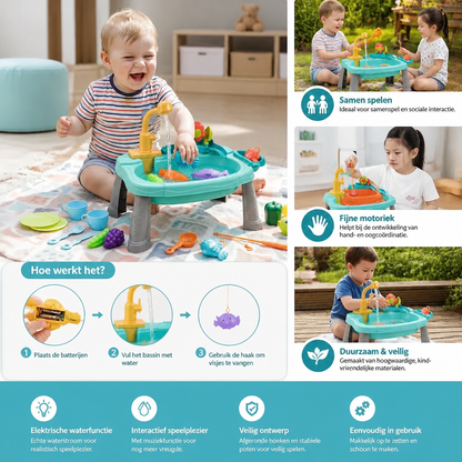Ergonomisch Verhoogde Kinderkeuken met Elektrische Waterfunctie