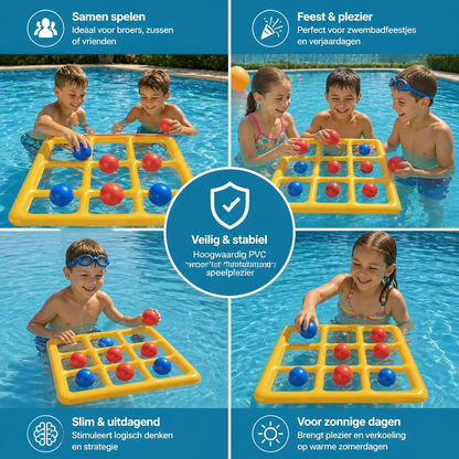Opblaasbaar Zwembad-Tic-Tac-Toe Spel – Waterspel voor Feestjes met Ballen & Pomp