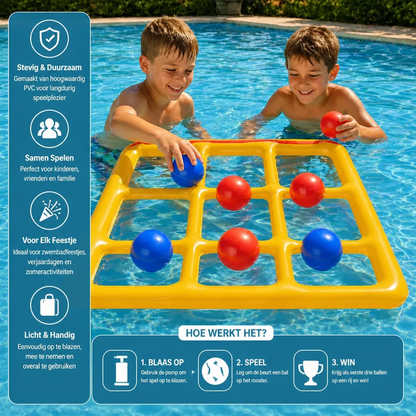 Opblaasbaar Zwembad-Tic-Tac-Toe Spel – Waterspel voor Feestjes met Ballen & Pomp