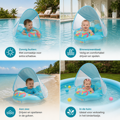 Babyzwemband met Zonbescherming – Opblaasbare Zitband voor Veilig Waterplezier