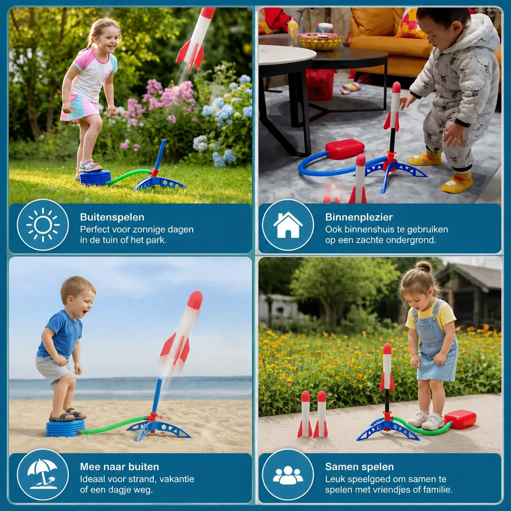 Kinder-Raketlanceerder met Voetpomp – Lichtgevend Outdoor Luchtdrukspeelgoed