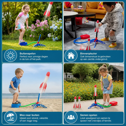 Kinder-Raketlanceerder met Voetpomp – Lichtgevend Outdoor Luchtdrukspeelgoed