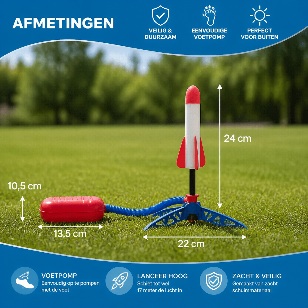 Kinder-Raketlanceerder met Voetpomp – Lichtgevend Outdoor Luchtdrukspeelgoed