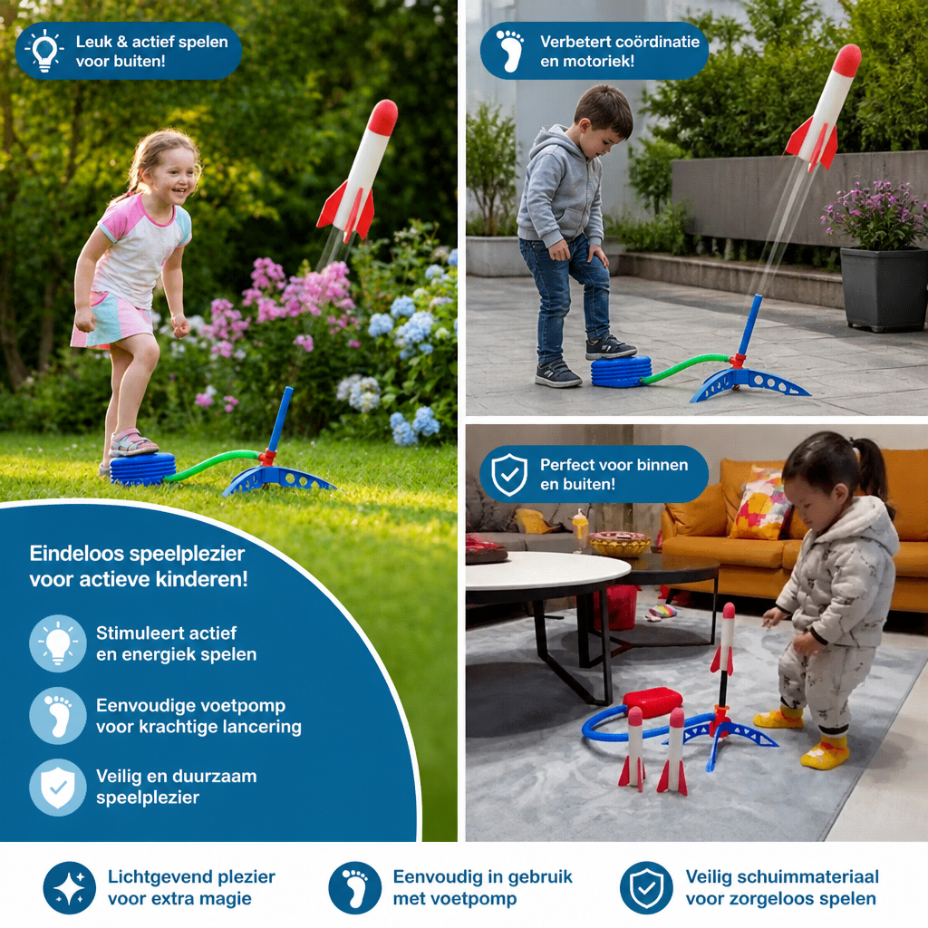 Kinder-Raketlanceerder met Voetpomp – Lichtgevend Outdoor Luchtdrukspeelgoed