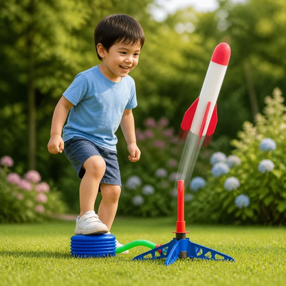 Kinder-Raketlanceerder met Voetpomp – Lichtgevend Outdoor Luchtdrukspeelgoed