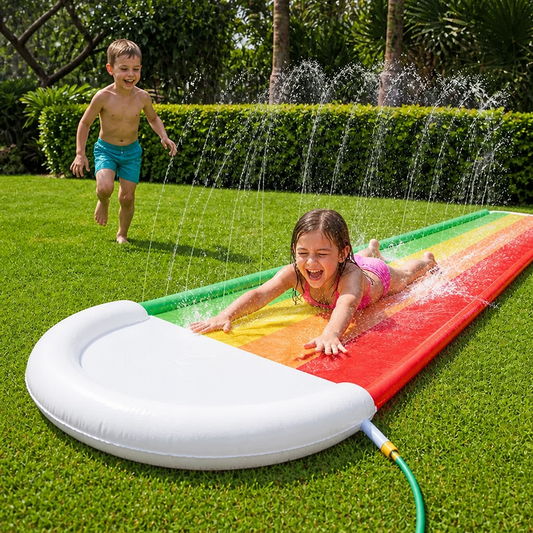 Regenboog-Waterglijbaan – Opblaasbare Buitenglijbaan voor Kinderen & Gezin