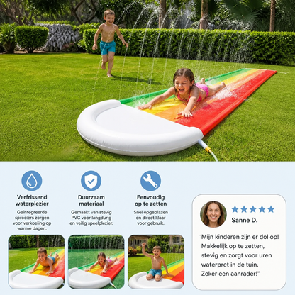 Regenboog-Waterglijbaan – Opblaasbare Buitenglijbaan voor Kinderen & Gezin