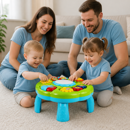 Baby Muziekactiviteitentafel – Speelgoed met Trommel, Tandwielen en Dierengeluiden
