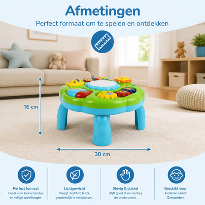 Baby Muziekactiviteitentafel – Speelgoed met Trommel, Tandwielen en Dierengeluiden