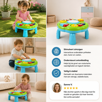 Baby Muziekactiviteitentafel – Speelgoed met Trommel, Tandwielen en Dierengeluiden
