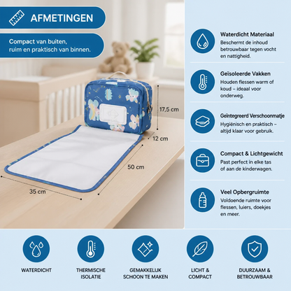 3-in-1 Kinderwagenorganizer – Waterdichte Luiertas met Geïsoleerde Vakken