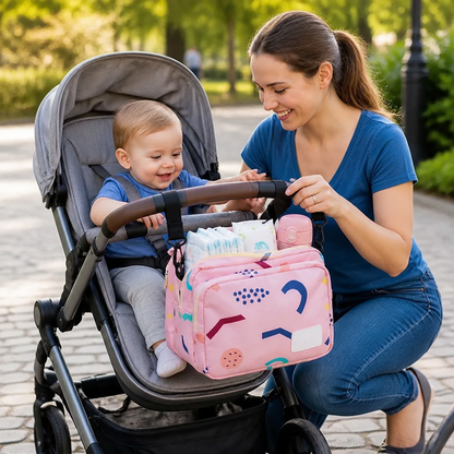 3-in-1 Kinderwagenorganizer – Waterdichte Luiertas met Geïsoleerde Vakken