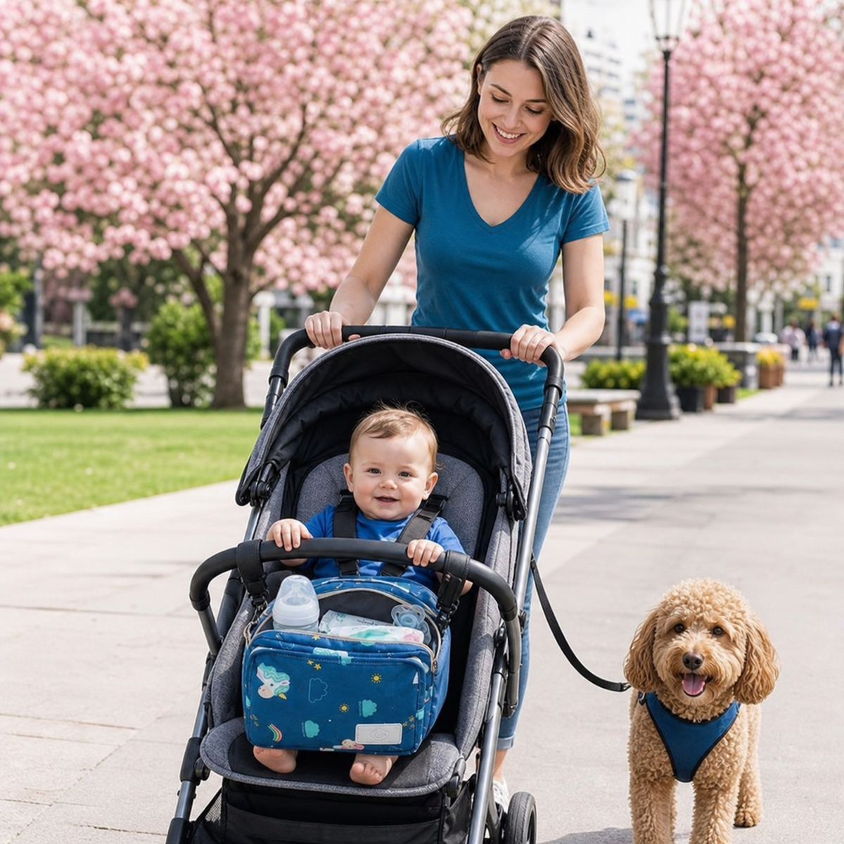 3-in-1 Kinderwagenorganizer – Waterdichte Luiertas met Geïsoleerde Vakken