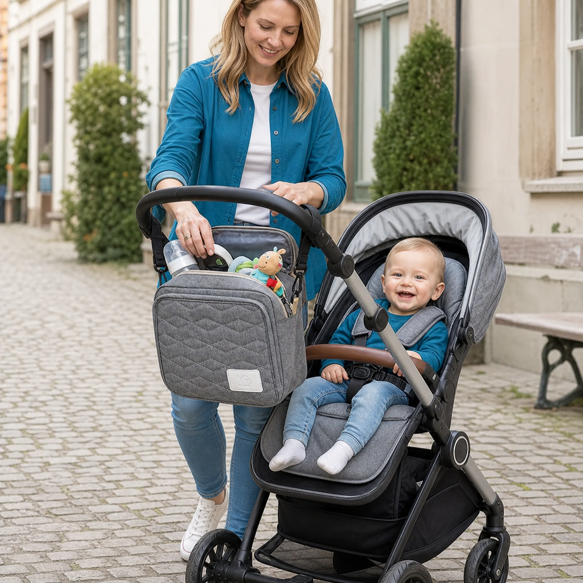 3-in-1 Kinderwagenorganizer – Waterdichte Luiertas met Geïsoleerde Vakken
