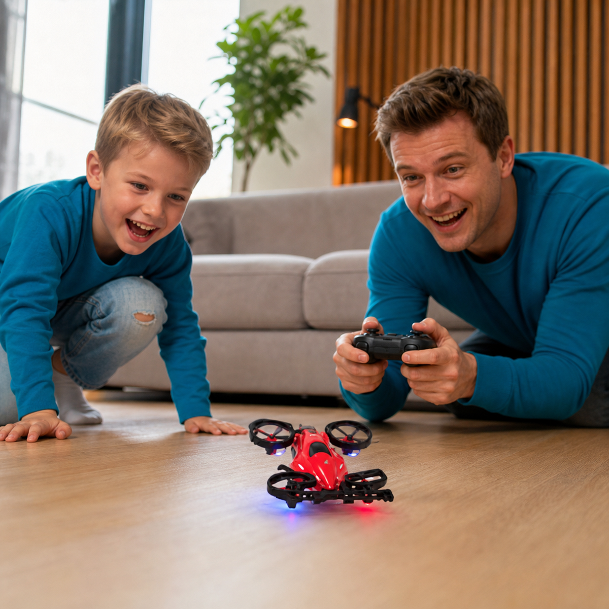 2-in-1 op afstand bestuurbare vliegende drone & stunt-racewagen