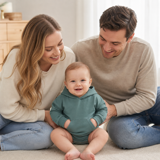 Babyromper met capuchon – Zachte jumpsuit met lange mouwen en voorzak