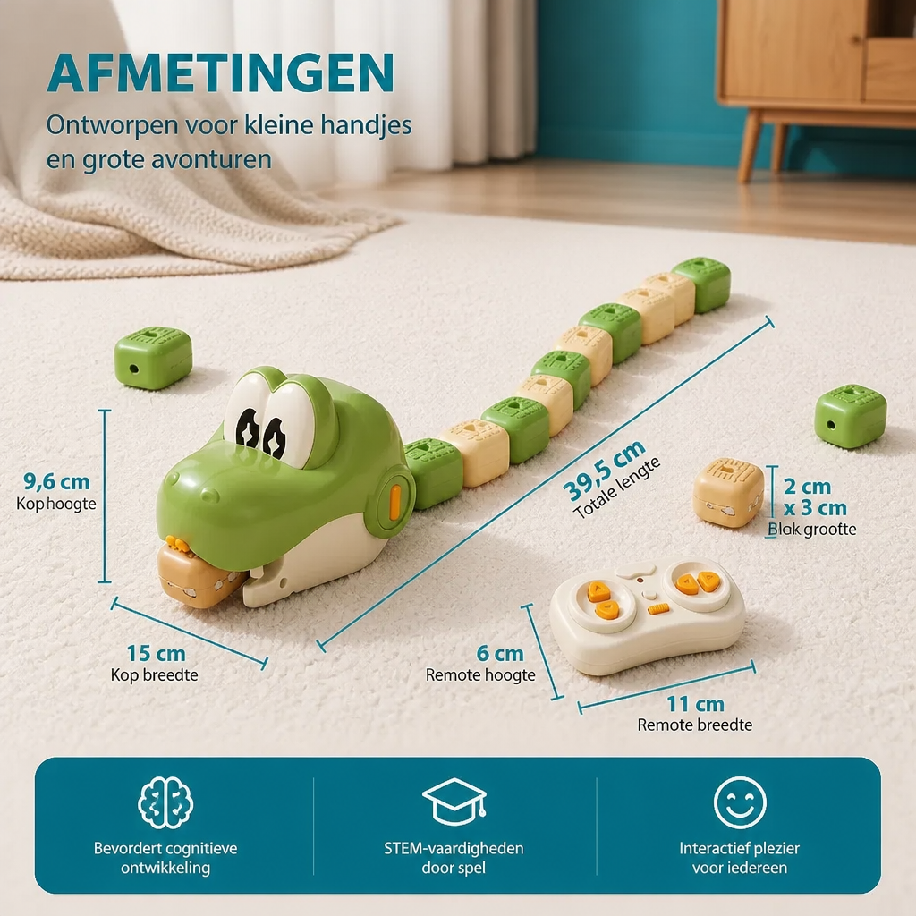 Interactief groeiend RC-slangenspeelgoed met STEM-functie – Eet bouwstenen en wordt langer