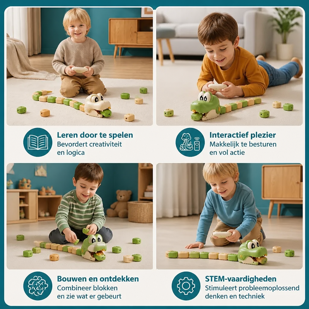 Interactief groeiend RC-slangenspeelgoed met STEM-functie – Eet bouwstenen en wordt langer