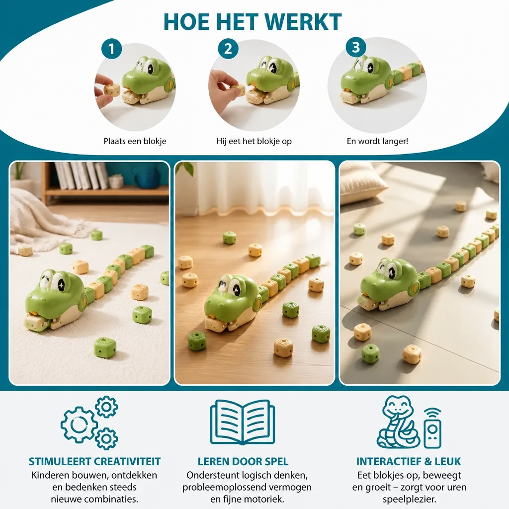 Interactief groeiend RC-slangenspeelgoed met STEM-functie – Eet bouwstenen en wordt langer