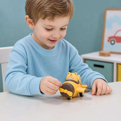 Druk-en-ga speelgoed met vliegtuig en vrachtwagen voor kinderen